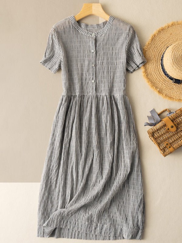Women's Stripe Print Button Dress