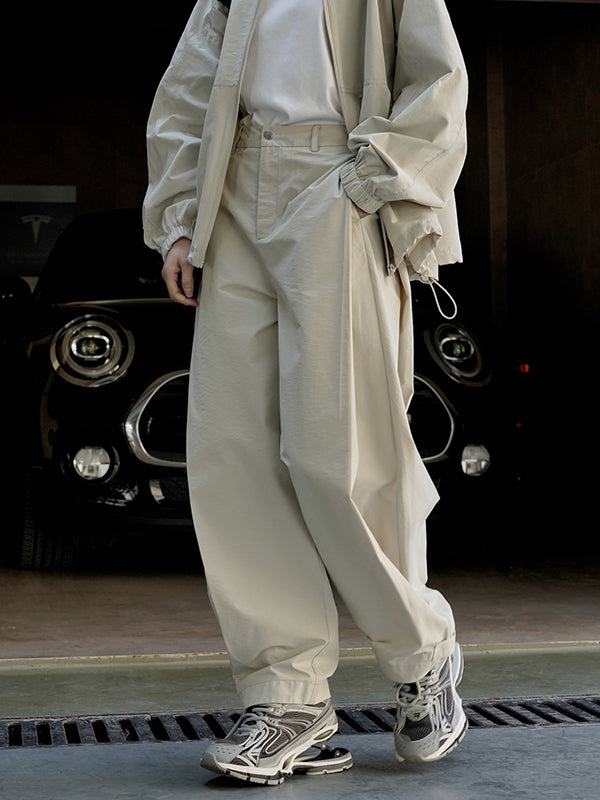 Loose Wide Leg High-Waisted Pleated Solid Color Casual Pants Bottoms Trousers