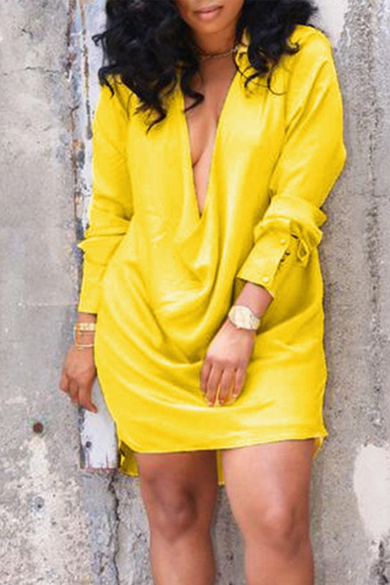 Sexy Solid V Neck Straight Dresses(5 Colors)