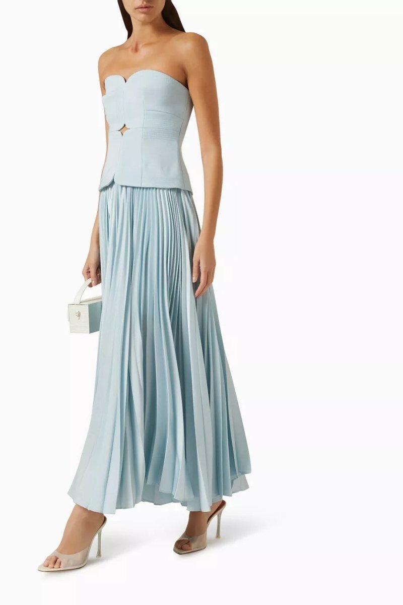 Sweetheart Neck Off-Shoulder Pleated Midi Dress