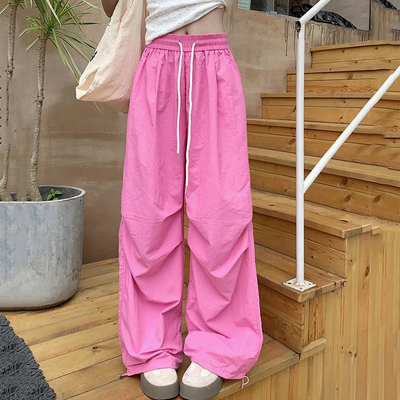 Parachute High Waist Drawstring Wide Leg Pant