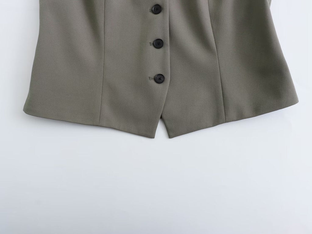 Autumn Women's Button Suit Coat Vest Pants Set – Stylish Fall Outfit