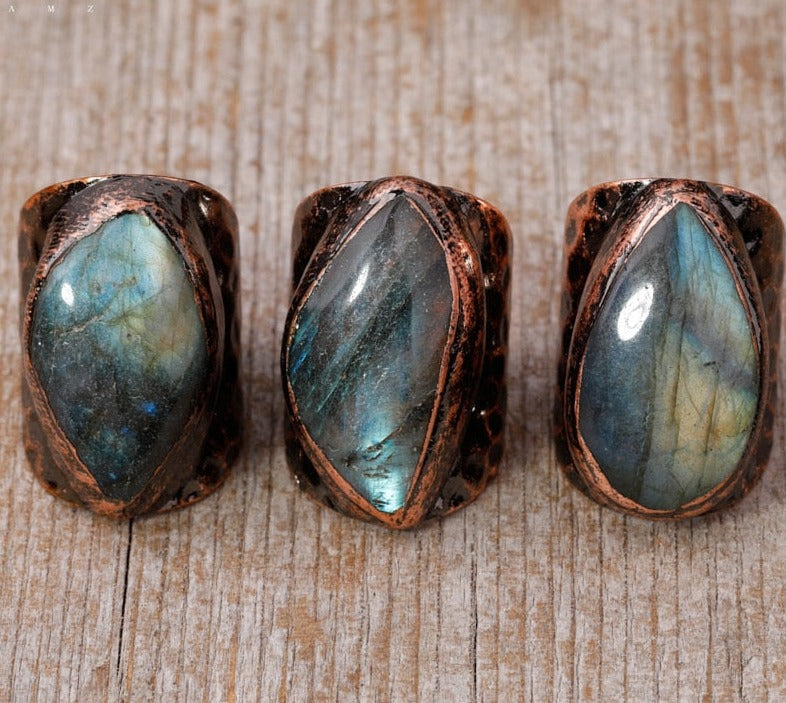 Bronze Labradorite Boho Rings
