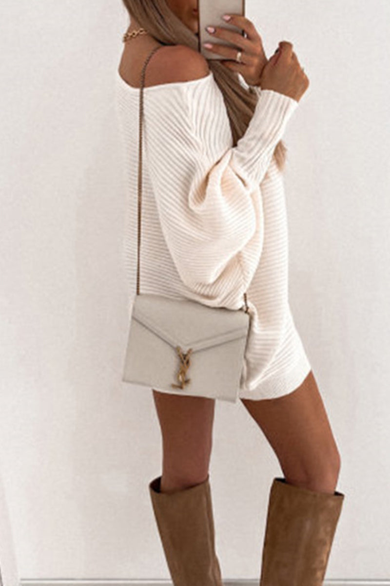 Daily Elegant Solid O Neck One Step Dresses