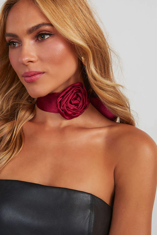 Choker Tassel Satin Flower Necklace