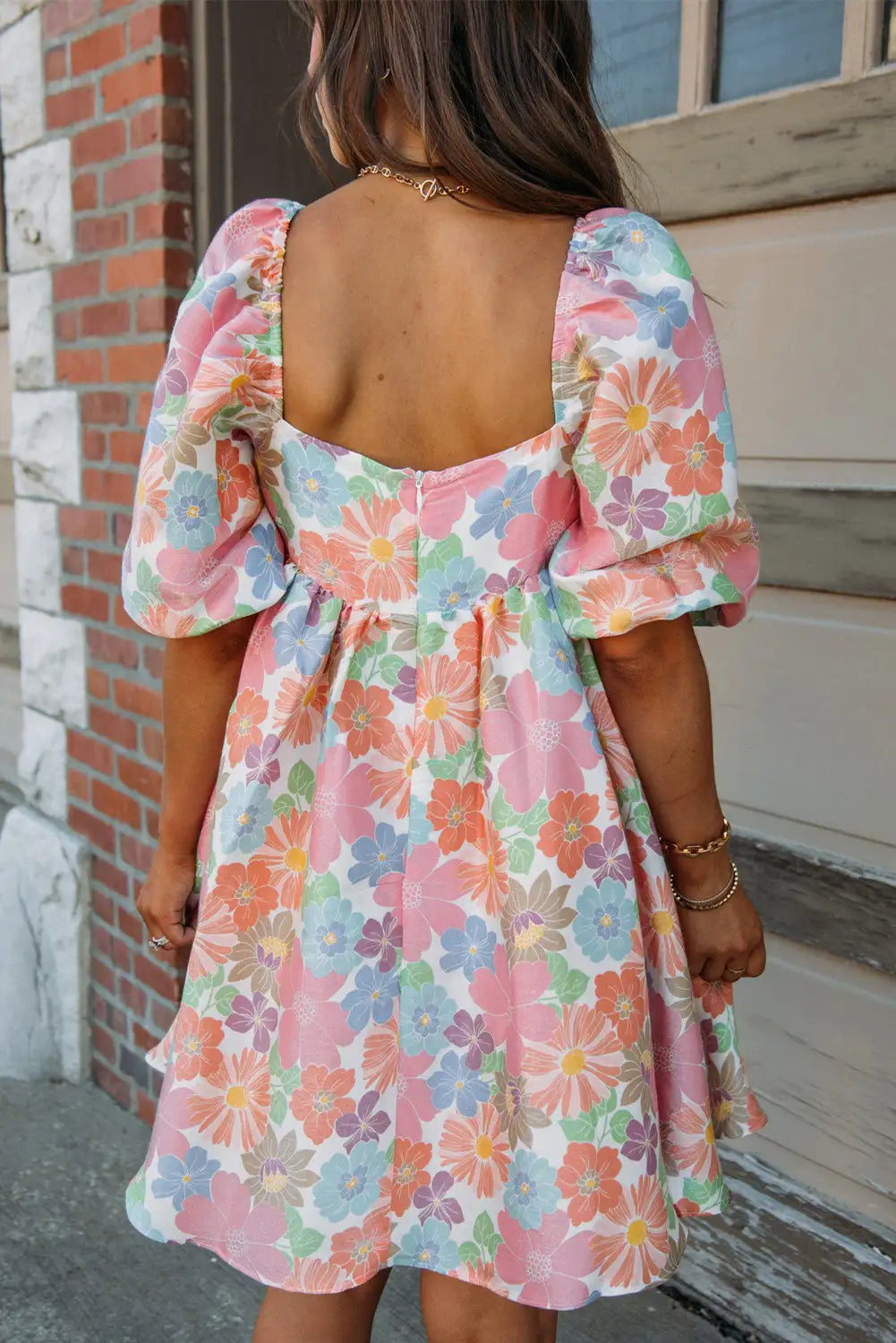 adorable pink floral babydoll dress