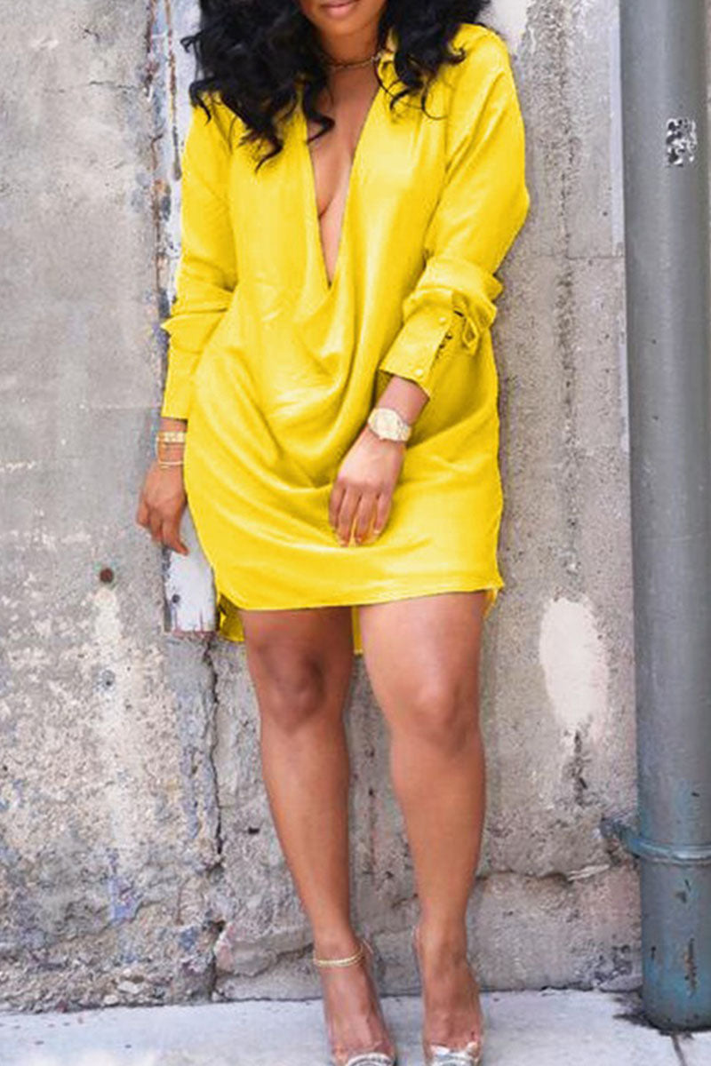 Sexy Solid V Neck Straight Dresses(5 Colors)