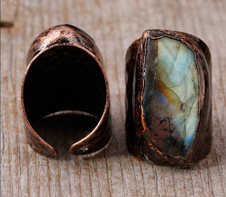 Bronze Labradorite Boho Rings