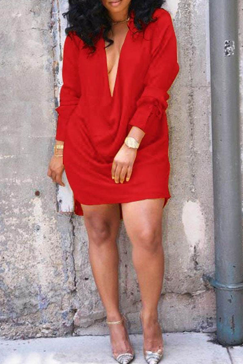 Sexy Solid V Neck Straight Dresses(5 Colors)