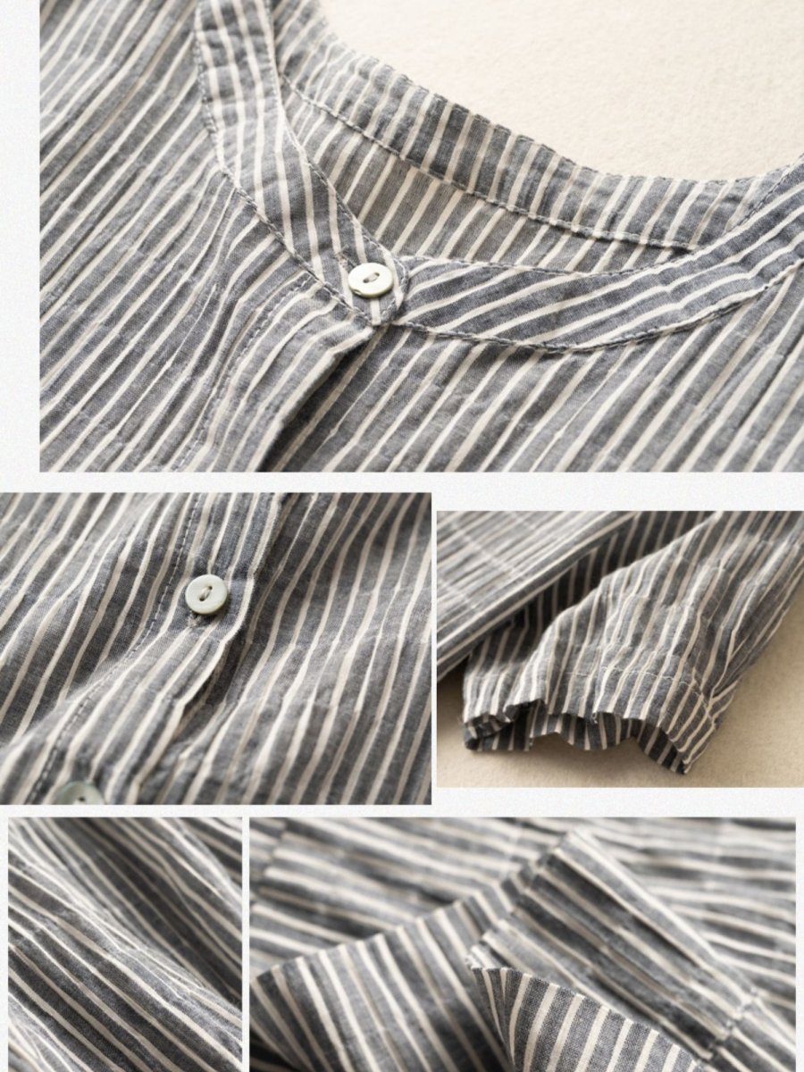 Women's Stripe Print Button Dress