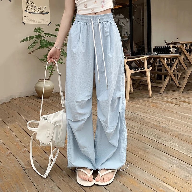 Parachute High Waist Drawstring Wide Leg Pant