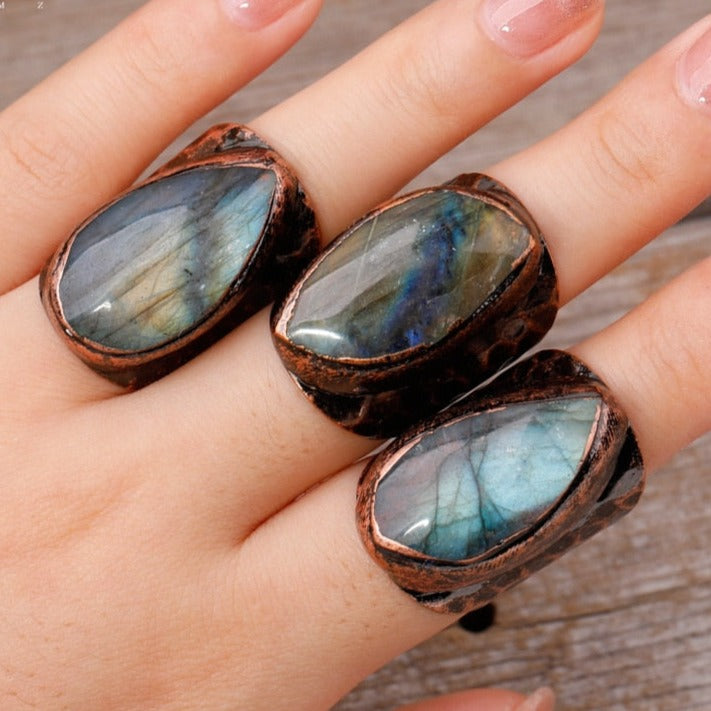 Bronze Labradorite Boho Rings