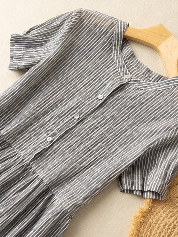 Women's Stripe Print Button Dress