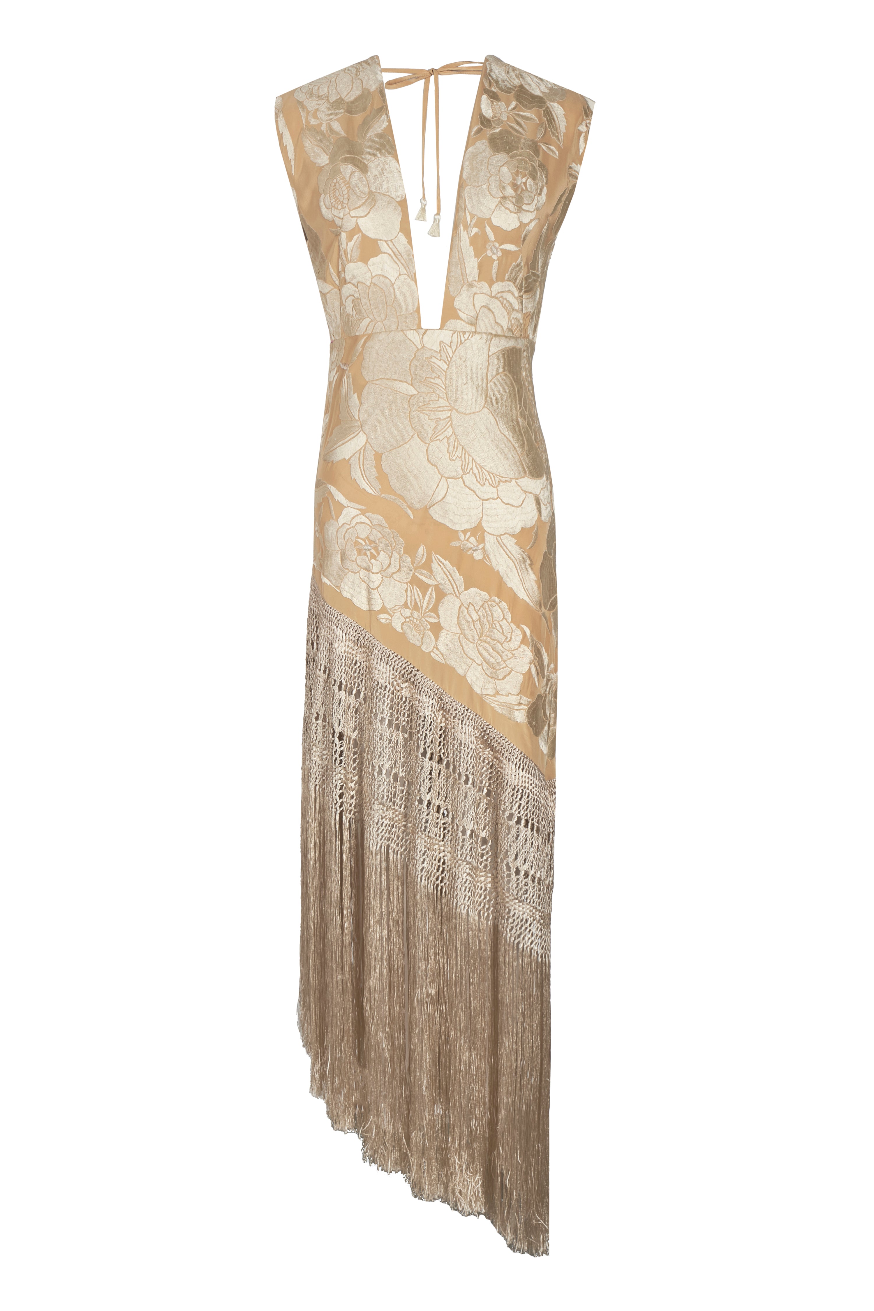 Sexy Bronzing Heart Shaped Tassel Asymmetrical V Neck Dresses