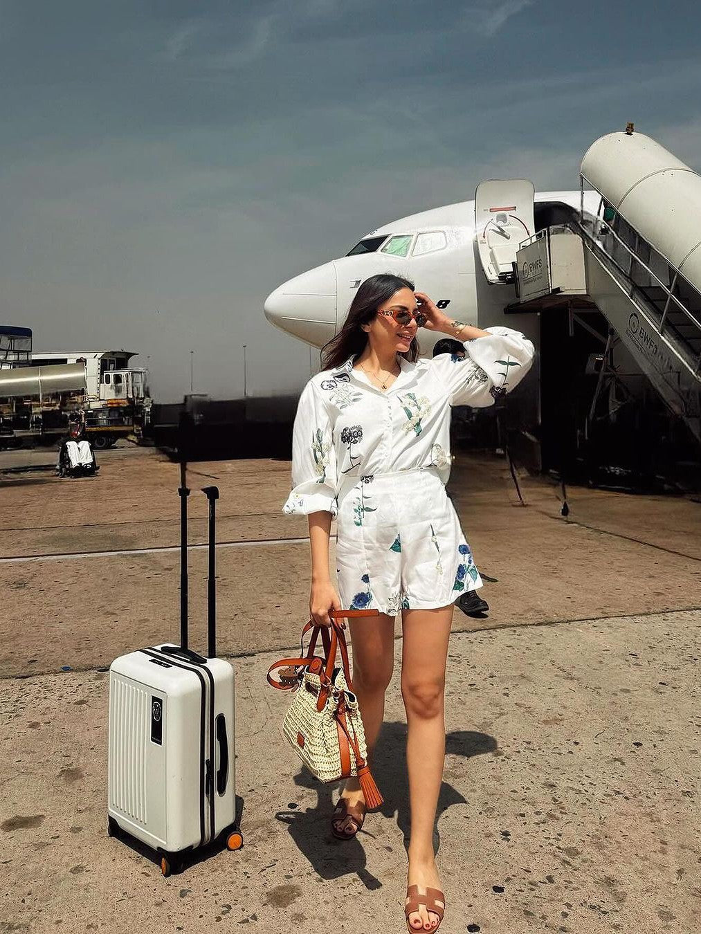 Floral Print Linen Shirt & Shorts Coord Set