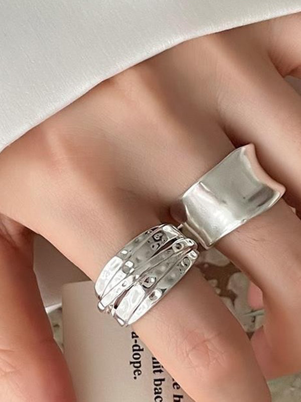 Adjustable Geometric Solid Color Rings Accessories
