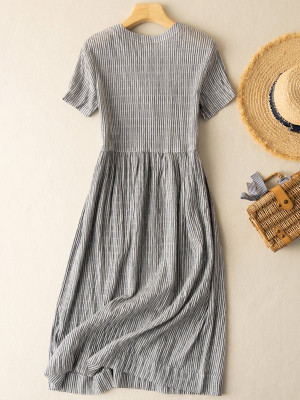 Women's Stripe Print Button Dress