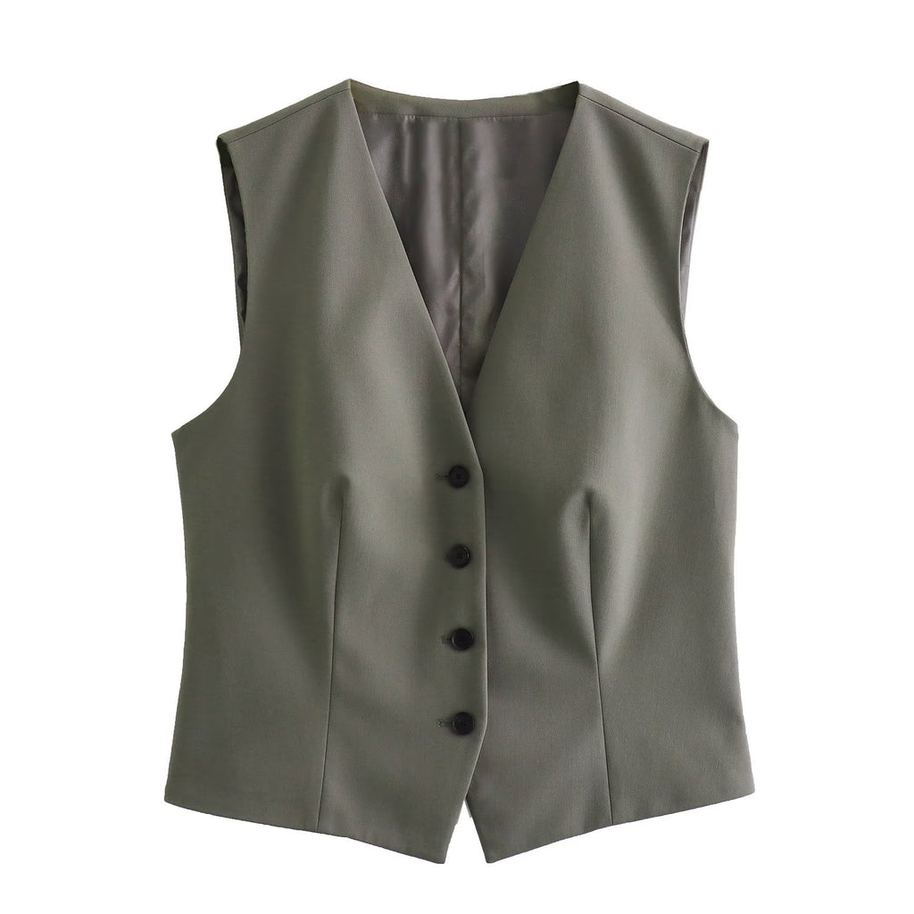 Autumn Women's Button Suit Coat Vest Pants Set – Stylish Fall Outfit