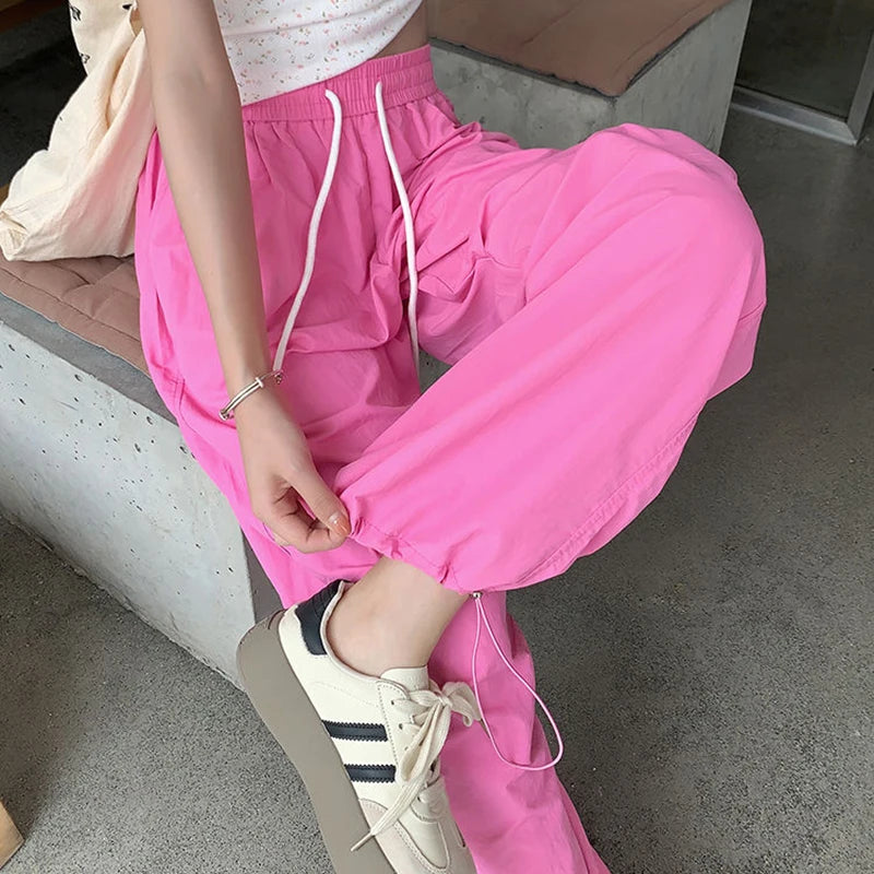 Parachute High Waist Drawstring Wide Leg Pant