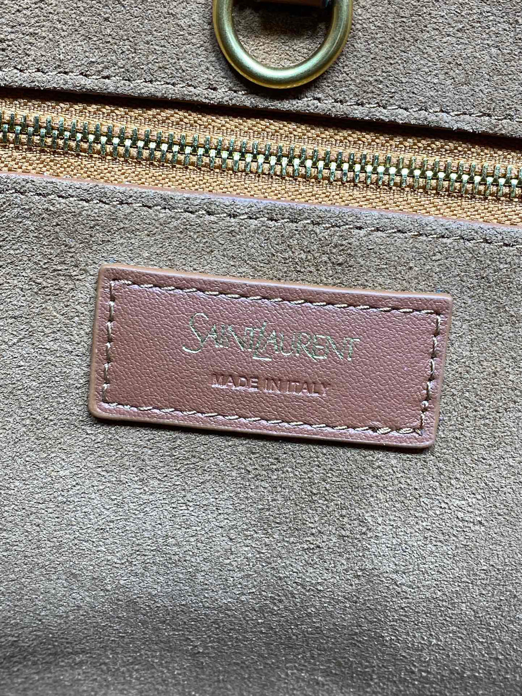 Y TOTE BAG 39 IN TAWNY BROWN MIX WHITE CALFSKIN