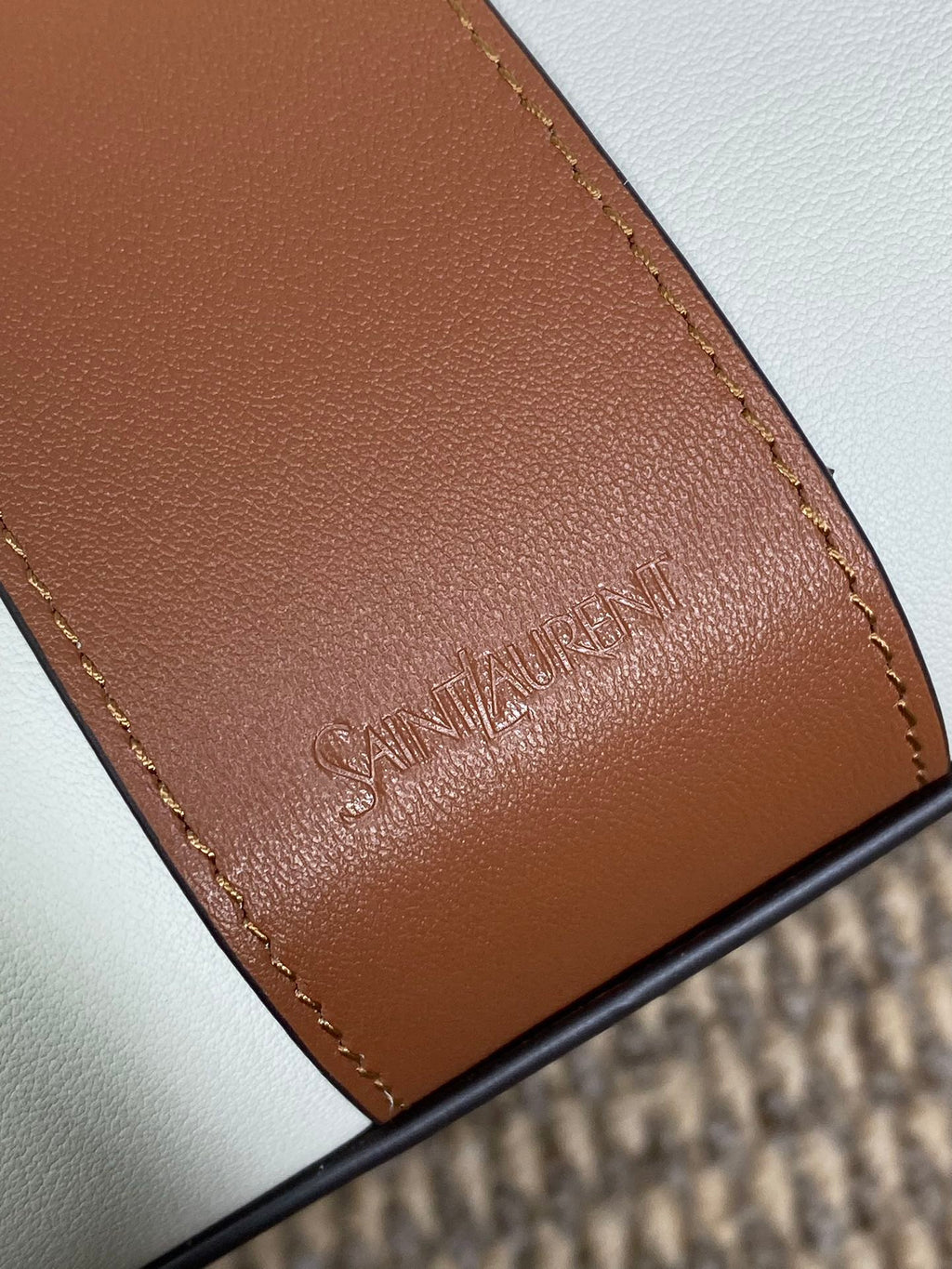Y TOTE BAG 39 IN TAWNY BROWN MIX WHITE CALFSKIN